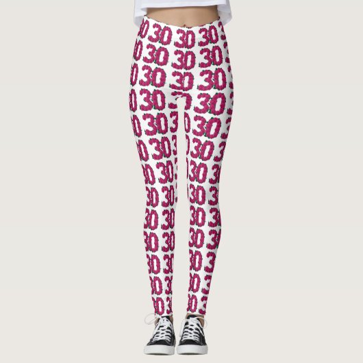 Nummer 30 leggings 30e verjaardag schattige roze r (Voorkant)