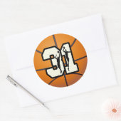 Nummer 31 Basketball Ronde Sticker (Envelop)