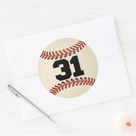 Nummer 31 Honkbal Ronde Sticker (Envelop)