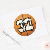 Nummer 32 Basketball Ronde Sticker (Envelop)