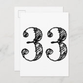 Nummer 33 - 33 Manuscript Leeftijd Uitnodiging Briefkaart (Voorkant / Achterkant)