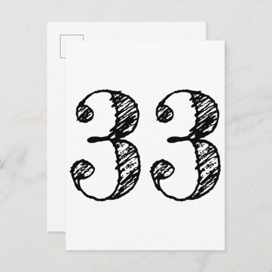 Nummer 33 - 33 Manuscript Leeftijd Uitnodiging Briefkaart (Voorkant / Achterkant)