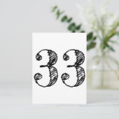 Nummer 33 - 33 Manuscript Leeftijd Uitnodiging Briefkaart (Staand voorkant)
