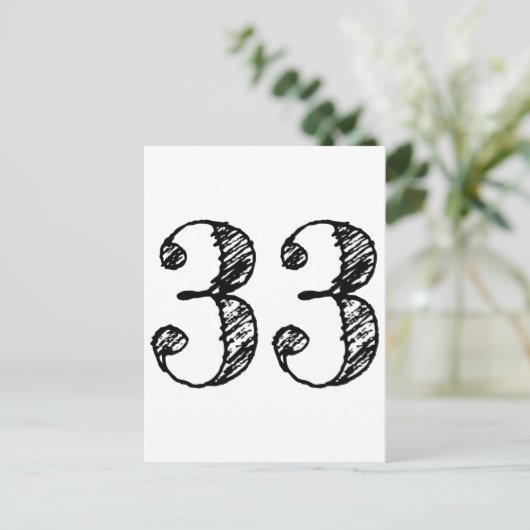 Nummer 33 - 33 Manuscript Leeftijd Uitnodiging Briefkaart (Staand voorkant)