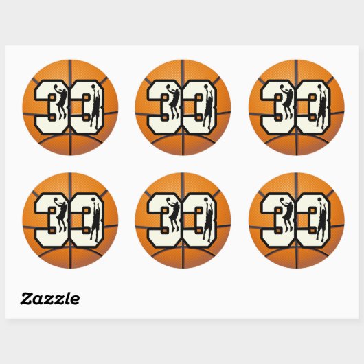 Nummer 33 Basketball Ronde Sticker (Vel)