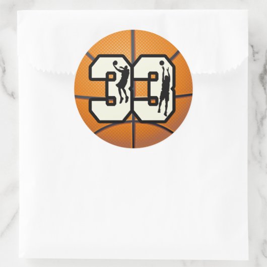 Nummer 33 Basketball Ronde Sticker (Tas)