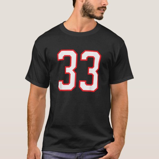 Nummer 33 Drieëndertig Sport Jersey Wit Rood 33e T-shirt (Voorkant)