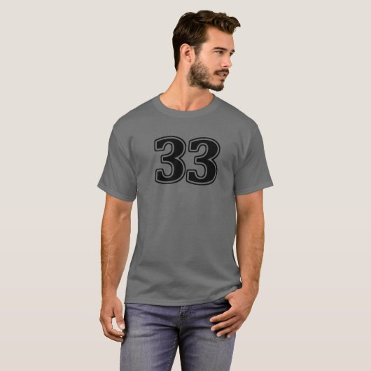Nummer 33 Drieëndertig voorzijde T-shirt (Voorkant volledig)