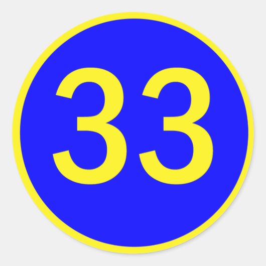 nummer 33 in een cirkel ronde sticker (Voorkant)