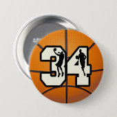 Nummer 34 Basketball Ronde Button 7,6 Cm (Voorkant /achterkant)