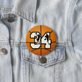 Nummer 34 Basketball Ronde Button 7,6 Cm (In situ)