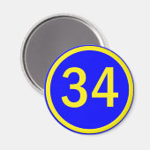 Nummer 34 in een cirkel magneet (Voorkant / Achterkant)