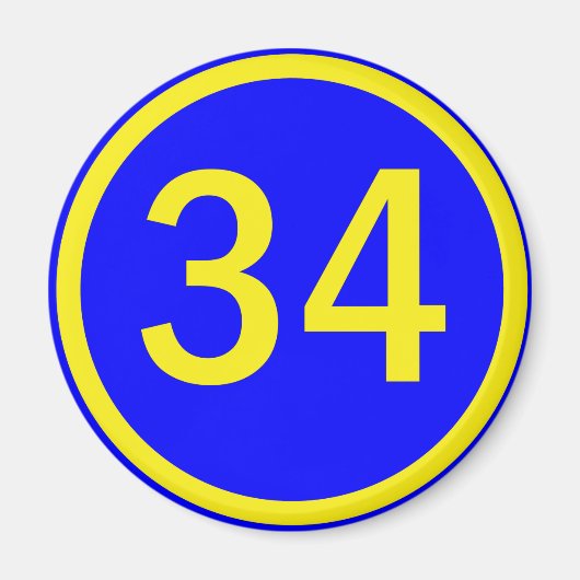 Nummer 34 in een cirkel magneet (Voorkant)