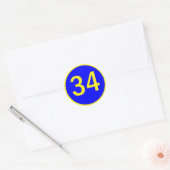 nummer 34 in een cirkel ronde sticker (Envelop)