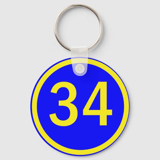 Nummer 34 in een cirkel sleutelhanger (Voorkant)