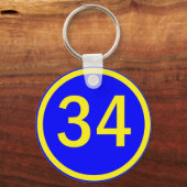 Nummer 34 in een cirkel sleutelhanger (Voorkant)
