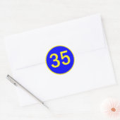 nummer 35 in een cirkel ronde sticker (Envelop)