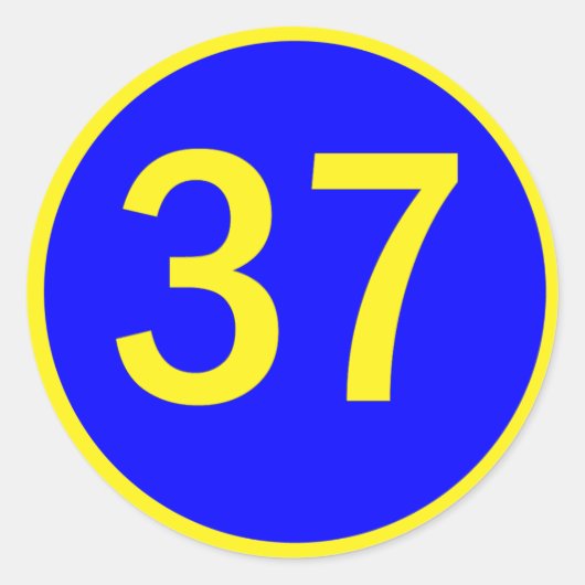 Nummer 37 in een cirkel ronde sticker (Voorkant)