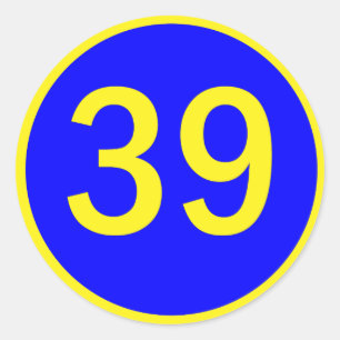 nummer 39 in een cirkel ronde sticker