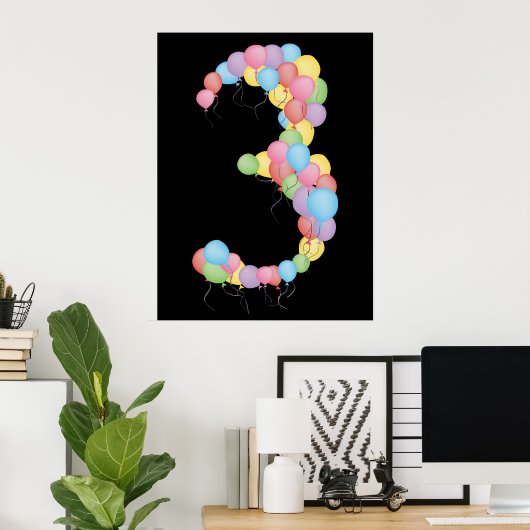Nummer 3 ballonnen Versiemanager Vertrouwdag parti Poster (Thuiskantoor)