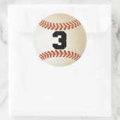 Nummer 3 Baseball Ronde Sticker (Tas)