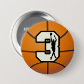 Nummer 3 Basketball en Player Ronde Button 7,6 Cm (Voorkant /achterkant)