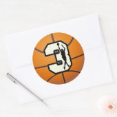 Nummer 3 Basketball en Player Ronde Sticker (Envelop)