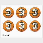 Nummer 3 Basketball en Player Ronde Sticker (Vel)