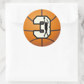 Nummer 3 Basketball en Player Ronde Sticker (Tas)