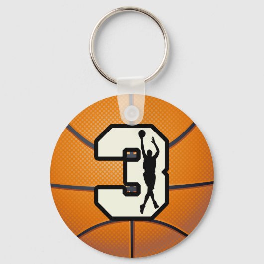 Nummer 3 Basketball en Player Sleutelhanger (Voorkant)