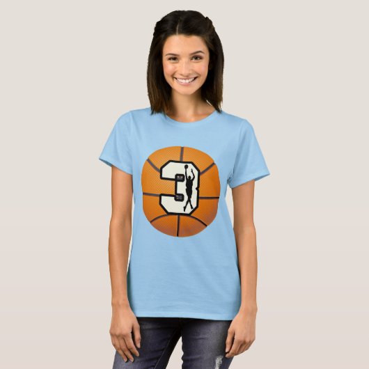 Nummer 3 Basketball en Player T-shirt (Voorkant volledig)
