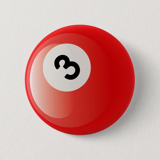 NUMMER 3 BILLIARTS BALL RONDE BUTTON 5,7 CM (Voorkant)