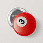 NUMMER 3 BILLIARTS BALL RONDE BUTTON 5,7 CM (Voorkant /achterkant)