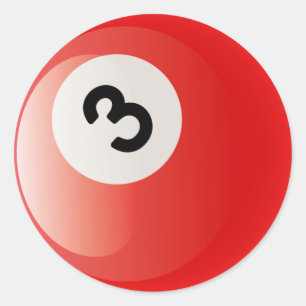 NUMMER 3 BILLIARTS BALL RONDE STICKER