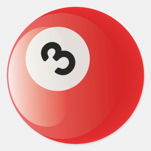 NUMMER 3 BILLIARTS BALL RONDE STICKER (Voorkant)