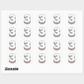 Nummer 3 Drie Schattigee Rainbow Birthday Numbers Vierkante Sticker (Vel)
