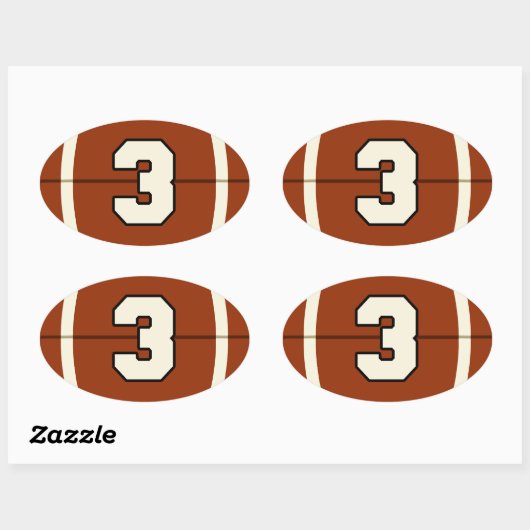 Nummer 3 Football Sticker (Vel)
