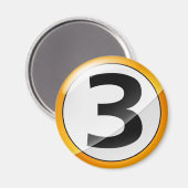 Nummer 3 goud magneet (Voorkant / Achterkant)