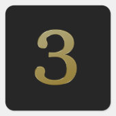 Nummer 3 goud vierkante sticker (Voorkant)