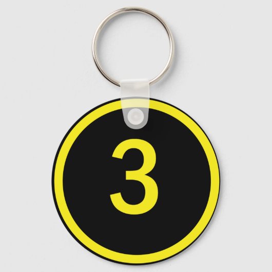 Nummer 3 in een cirkel sleutelhanger (Voorkant)