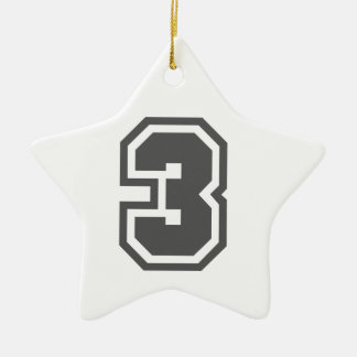Nummer 3 keramisch ornament
