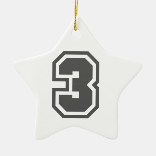 Nummer 3 keramisch ornament (Voorkant)