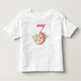 Nummer 3 met bloemen kinder shirts
