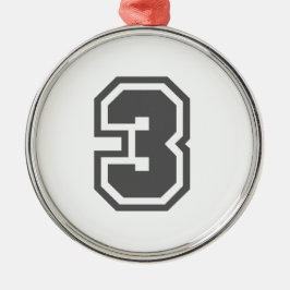 Nummer 3 metalen ornament