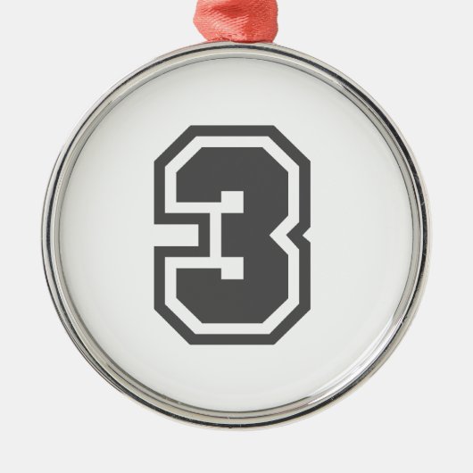 Nummer 3 metalen ornament (Voorkant)