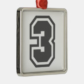 Nummer 3 metalen ornament (Rechts)