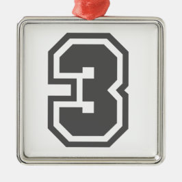 Nummer 3 metalen ornament