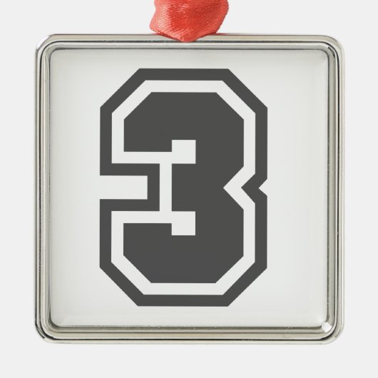 Nummer 3 metalen ornament (Voorkant)