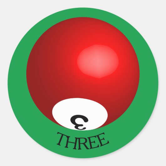 Nummer 3 Pool Ball Sticker (Voorkant)