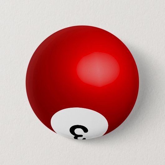 Nummer 3 Rode Pool Ball Button (Voorkant)